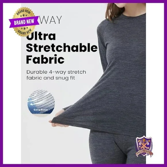 Merino Wool Base Layer Set - Thermal Underwear for Ski & Winter - Picture 4 of 7